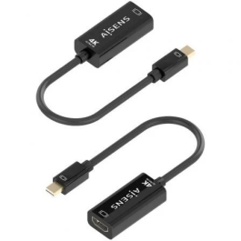 AISENS - CONVERSOR MINI DP A HDMI 4K@60HZ, MINI DP/M-HDMI/H NEGRO, 15CM