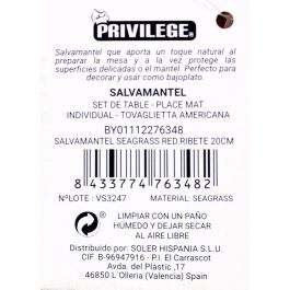 Privilege Salvamantel Seagrass con Ribete Rojo, 20.1 x 20.2 cm (36 Unidades) Privilege Salvamantel Seagrass con Ribete Rojo, 20.1 x 20.2 cm (36 Unidades)