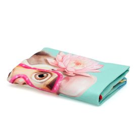 KioKids Toalla de Playa y Piscina Microfibra Secado Rápido Absorbente Niños Estampado Animales Turquesa 75x150 cm con Bolsa Transporte