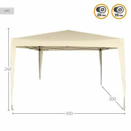 Aktive Cenador Plegable Poliester Crema 300x300x240 cm con Estructura de Acero