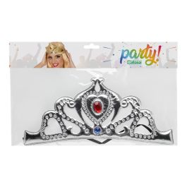 Tiara Princesa Plateada Con Gemas Azul Y Roja Para Mujer, Accesorio Elegante Para Fiestas De Disfraces, Cumpleaños Y Eventos Temáticos