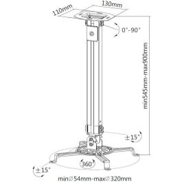 Techly ICA-PM 18M Soporte Techo Proyector Universal 54-90cm Ajustable 360° Inclinación ±15° Plata