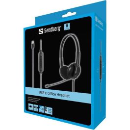 Sandberg Auriculares USB-C para Oficina con Micrófono y Control de Volumen Integrado, Audio Alta Calidad Teleconferencias