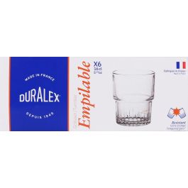 Duralex Set de 6 Vasos Transparentes Apilables 16 cl (12 Cajas)