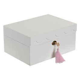 DKD Home Decor Joyero Romantico Blanco Madera Espejo Musical 15 x 10 x 21 cm