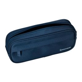 Estuche Portatodo Liderpapel Classic Ovalado 2 Cremalleras Con Bolsillo Delantero 210x90 mm Azul Marino