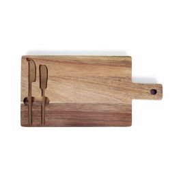 Livoo MEC138 LIV1695271684324 Tabla de Quesos de Madera de Acacia FSC 38x20 cm con 2 Cuchillos Magnéticos