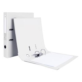 Archivador De Palanca Liderpapel Folio Documenta Forrado Pvc Con Rado Lomo 52 mm Blanco Compresor Metalico 6 unidades