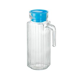 Inde Jarra de Vidrio Transparente con Tapa 1 Litro - La Mediterrán (12 x 8.2 x 23.5 cm) (12 Unidades)