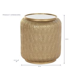 DKD Home Decor Mesita Auxiliar Árabe con Lámpara E27 Dorado de Metal 42x44x42 cm