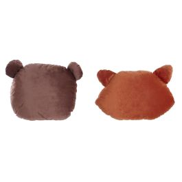 DKD Home Decor Cojin Kids Animales del Bosque Naranja Marron Poliester 12 x 28 x 39 cm (6 Unidades)