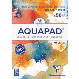 Bloc De Dibujo Clairefontaine Aquapad Encolado Blanco Grano Medio-Fino Tecnicas Humedas A6 300G 50H 3 unidades Precio: 12.50000024. SKU: B19MD3AARC