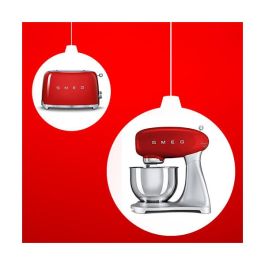 Smeg TSF01RDEU Tostador de Pan para 2 Rebanadas, Color Rojo, Control por Botones, Acero Inoxidable, Función Descongelar y Recalentar, 950W