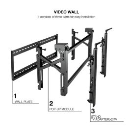 Tooq Soporte Pared Vesa para Pantallas de 45 a 70 Pulgadas, Negro, Ajustable, Hasta 70 kg