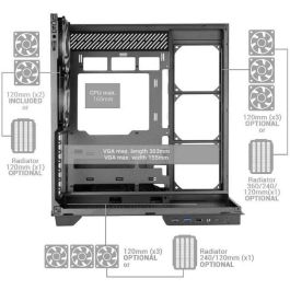 Mars Gaming Caja MC3GF ATX Semitorre Negra con Triple Cristal Templado