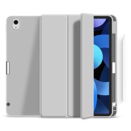 eSTUFF Funda MIAMI para iPad 11.ª gen 2025 / 10.ª gen 2022 con Estuche de Lápiz Integrado, PU Gris/Transparente, Magnética