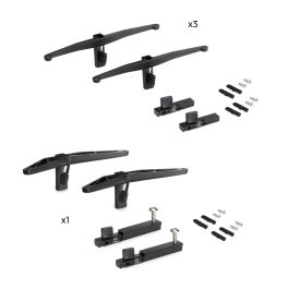 Emuca Kit de soportes para 3 estantes de madera y 1 módulo para la estructura Zero, Zamak, Pintado negro texturizado