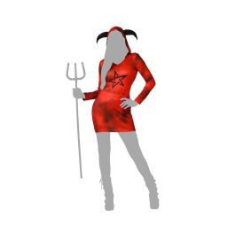 Disfraz Demonia Roja Vestido Corto Con Capucha Mujer Adulta Halloween XL
