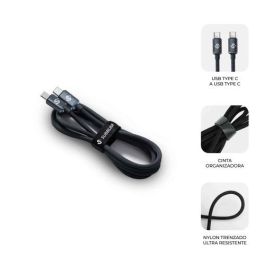 Subblim Cable USB-C a USB-C Optimus 60W, Carga Rápida PD, Nylon Trenzado, 480Mbps, 1m, Negro