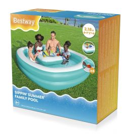 Bestway Piscina Hinchable Infantil 2 Camaras Family Mesa Flotante 218x218x48 cm +6 Años Jardin 54446