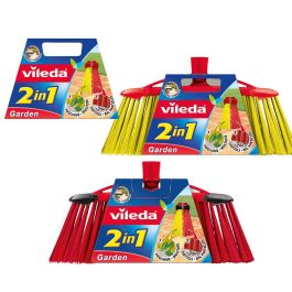 Vileda Cepillo Escoba para Exteriores Garden 2 en 1, Recambio Plástico Rojo/Amarillo para Partículas Pequeñas y Grandes