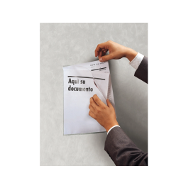 Djois Portacatalogos funda de presentacion adhesiva removible DIN A4 con esquina magnetica capacidad 10 hojas pack 5 unidades