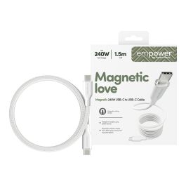 PanzerGlass empower Magnetic Cable USB-C to USB-C 240W, USB 2.0, 1.5m, Color Blanco Plateado, 1 Unidad