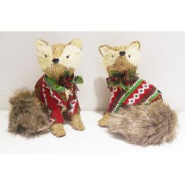 DKD Home Decor Figura Decorativa de Navidad con Diseño Alpino de Zorrito, Poliéster Marrón y Rojo, 18x21x16 cm (Pack de 2) Precio: 21.97602. SKU: B1JC9MLSD4