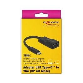 DeLOCK 63923 Adaptador USB-C a VGA, DisplayPort Alt Mode, Resolución 1920x1200 Pixeles, CH7212, Negro