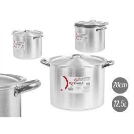 Olla de Aluminio Kinvara 28 cm 12.5 L - Plata, Apta Gas/Horno/Lavavajillas (4 Unidades)