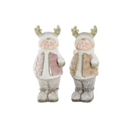 Figura Navidad Fantasia DKD Home Decor Rosa Blanco 18 x 49.5 x 20.5 cm (2 Unidades)