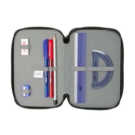 Estuche Escolar con Accesorios Spider-Man Attack Negro 12,5 x 19,5 x 5,5 cm 37 Piezas