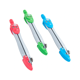 Liderpapel Compás Sencillo con Protector de Punta y Mina de 2 mm, Colores Surtidos en Estuche Transparente