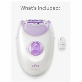 Braun 3-000 Epiladora Silk-épil 3 con 20 Pinzas MicroGrip, Luz Integrada, 2 Velocidades y Alimentación por Corriente Alterna Púrpura Blanco