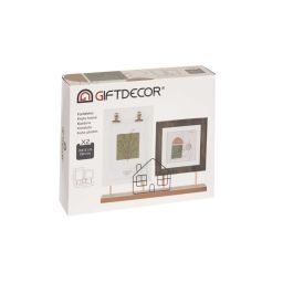 Giftdecor Portafotos Doble Pinza Madera MDF 28x23.5x6 cm Marrón/Negro (6 Unidades)