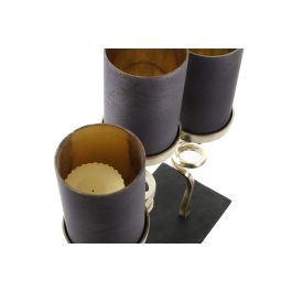 DKD Home Decor Portavela de Cristal y Aluminio Gris Dorado para 3 velas 47 x 37 x 16 cm Colección Leith