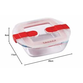 Pyrex Cook&Heat Hermético Cuadrado Vidrio Borosilicato 1 L (21x17x6 cm) Apto Horno, Microondas y Congelador con Tapa Hermética