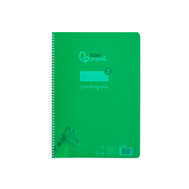 Liderpapel Cuaderno Espiral A4 Pautaguía Tapa Plástico 80 Hojas 90gr Cuadro Pautado 4mm Con Margen Color Verde