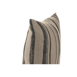 DKD Home Decor Cojín Tradicional de Lino Natural y Negro 50 x 50 cm (2 Unidades)