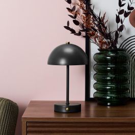 Home Deco Factory Lámpara De Mesa Recargable Negra Metal