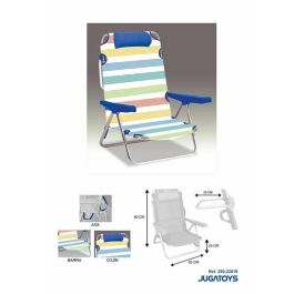 Silla playa aluminio multiposicion rayas con reposacabezas 25 cm, con almohadilla, 80x65x45cm, 25 cm altura asiento Precio: 34.95000058. SKU: B14CYKRSR2