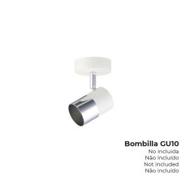 Edm Foco Halógeno 1 Elemento Modelo Moon GU10, 50W, Para Bombilla GU10 No Incluida, Color Blanco Hueso y Cromo, Ø 9 x 7,6 x 12,6 cm, IP20, 220-240V Precio: 15.94999978. SKU: S7902428