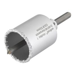 Wolfcraft Corona de perforación recubierta de carburo de tungsteno, Ø53 x 55 mm, con adaptador y broca centradora, para taladros en paredes