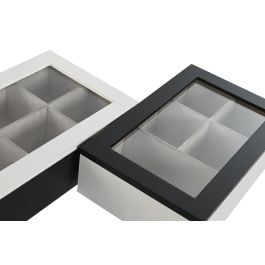 Caja Infusiones Moderno DKD Home Decor Blanco Negro 15 x 6.5 x 23 cm (2 Unidades)