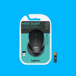 Logitech M330 Silent Plus Ratón Óptico Inalámbrico Silencioso, 1000 dpi, USB 2.4GHz, Ergonómico, 24 Meses Batería, Negro