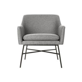 DKD Home Decor Sillón Scandi Gris Claro y Negro de Poliéster y Metal 62 x 76.5 x 66 cm, Altura Asiento 46 cm