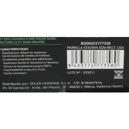Quttin Parrilla Rectangular Lisa 47 x 29 x 4.5 cm (6 Unidades) Quttin Parrilla Rectangular Lisa 47 x 29 x 4.5 cm (6 Unidades)