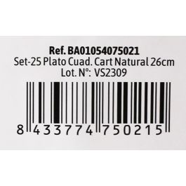 Set de 25 Platos Cuadrados de Cartón Natural 26 cm - Algon (15 Cajas) Set de 25 Platos Cuadrados de Cartón Natural 26 cm - Algon (15 Cajas)