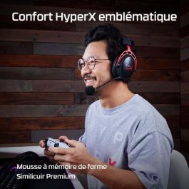 HP HyperX Cloud Alpha Wireless Gaming Headset, Auriculares Inalámbricos para Juego con Micrófono, Batería 300h, Negro-Rojo