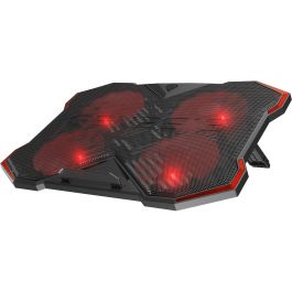 GENESIS Oxid 260 Base Refrigeradora para portátiles hasta 17.3" con 4 ventiladores, 8 Ángulos Ajustables, Gaming Negro/Rojo